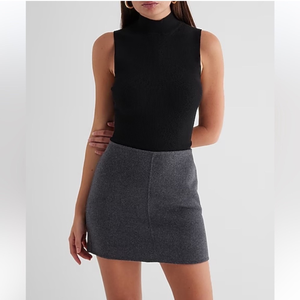Express High Waisted Wool-Blend Mini Skirt